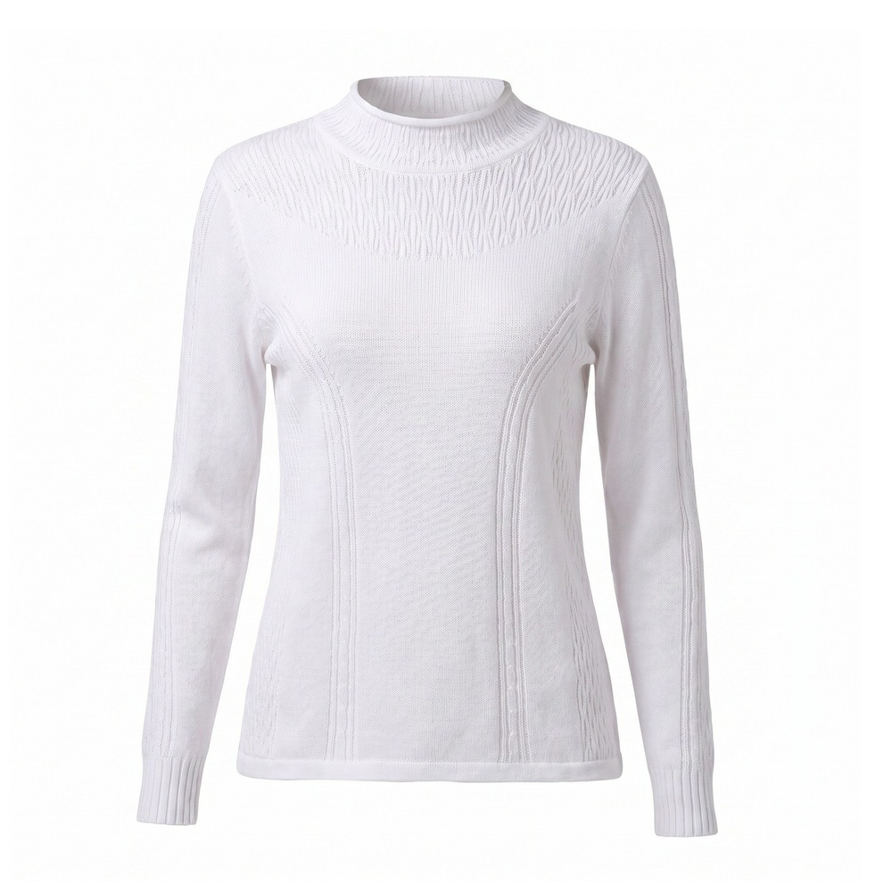 Nic+Zoe Roll Neck White NWT Flash Pointelle Mock Neck Sweater XL Knit Pullover